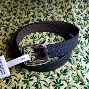 Michael Kors Black/Brown Silver Buckle Reversible Belt, S, NWT